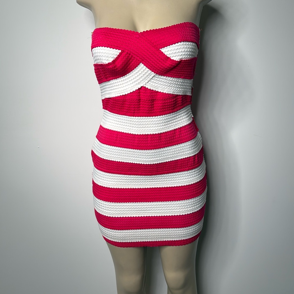 Alt. B medium red and white stripped mini dress